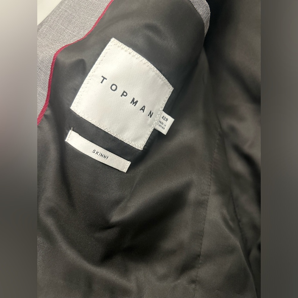 NWT ASOS Topman stretch skinny suit jacket 42R gray - Picture 3 of 6